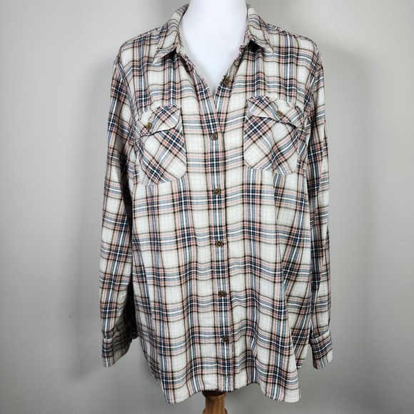 Eddie Bauer Tops - 3/$10 Eddie Bauer Plaid Flannel Shirt Womens 2XL Check Tartan Button Up Soft